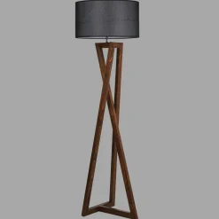 Lampadaire Macka noir/noyer - D.45x166 cm