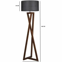 Lampadaire Macka noir/noyer - D.45x166 cm