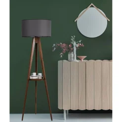 Lampadaire Sehbali noyer/gris - D.45x153 cm