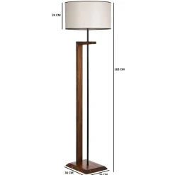 Lampadaire Shery noyer/crème - 24x45x163 cm