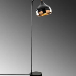 Lampadaire Yildo cuivre/noir - 30x17x120 cm
