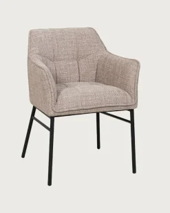 Lot de 4 Chaise en tissu Taupe et pieds métal