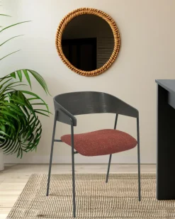 lot de 4 Chaise wisla en tissu avec dossier en bois et pieds en métal