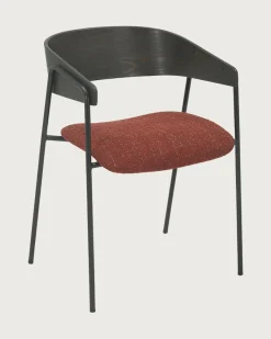 lot de 4 Chaise wisla en tissu avec dossier en bois et pieds en métal