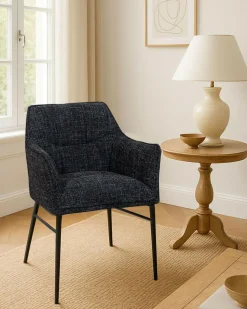 Lot de 4 Chaises chacha en tissu Noir et pieds métal