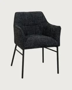 Lot de 4 Chaises chacha en tissu Noir et pieds métal