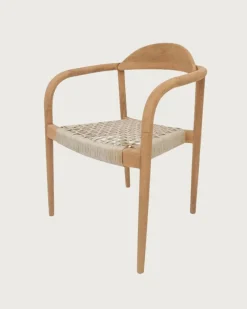 Lot de 2 chaises Kima en teck massif et corde beige