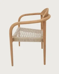 Lot de 2 chaises Kima en teck massif et corde beige