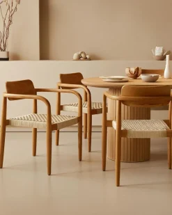 Lot de 2 chaises Kimo en teck massif et corde beige- marron