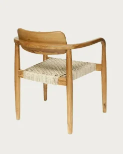 Lot de 2 chaises Kimo en teck massif et corde beige- marron