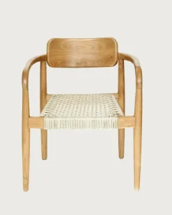 Lot de 2 chaises Kimo en teck massif et corde beige- marron