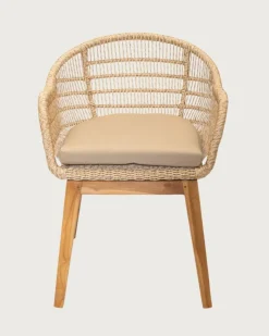 Lot de 2 chaises Maelie en teck massif et corde beige