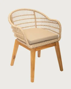 Lot de 2 chaises Maelie en teck massif et corde beige