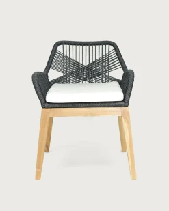 Lot de 4 chaises Santorini en teck massif et cordage gris