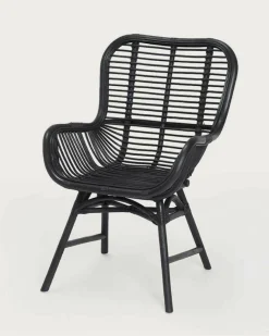 Lot de 4 chaises Sapporo en rotin noir