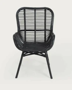 Lot de 4 chaises Sapporo en rotin noir