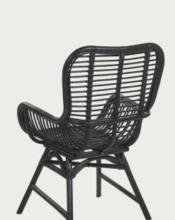 Lot de 4 chaises Sapporo en rotin noir