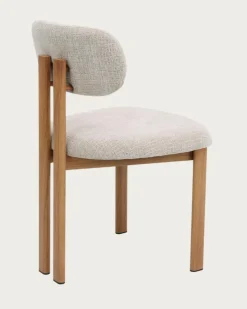 Lot de 4 chaises Zuno en tissu beige et pieds métal