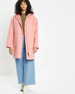 Manteau 100% Laine Charlotte rose