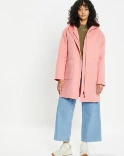Manteau 100% Laine Charlotte rose