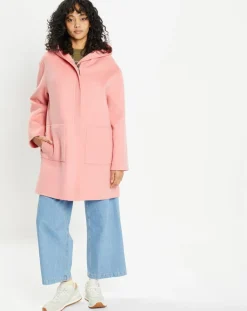 Manteau 100% Laine Charlotte rose