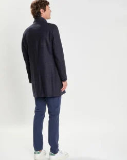 Manteau 100% Laine Membrane amovible imprimé Prince de Galles bleu