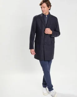 Manteau 100% Laine Membrane amovible imprimé Prince de Galles bleu