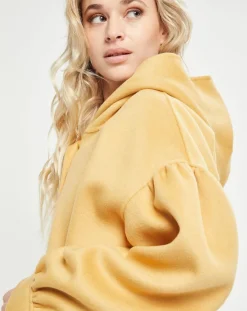 Manteau 3/4 léger 100% Laine à capuche ocre