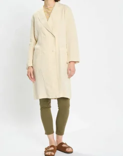 Manteau 100% Lin double boutonnage beige
