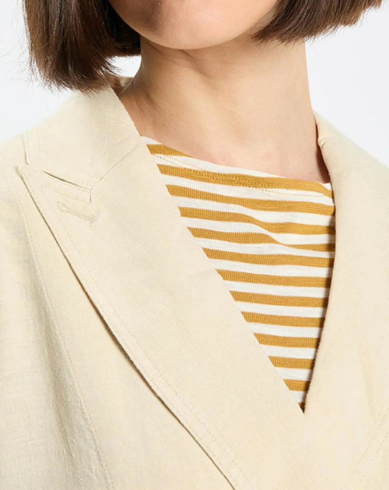 Manteau 100% Lin double boutonnage beige