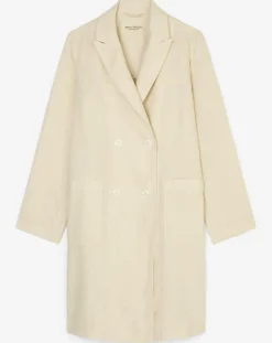 Manteau 100% Lin double boutonnage beige