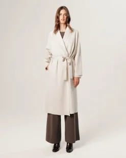 Manteau Aishwarya long blanc écru