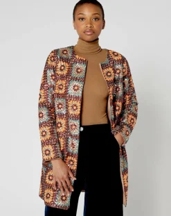 Manteau Crochet Paillette sequins chocolat