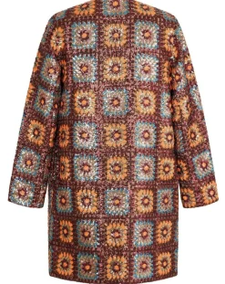 Manteau Crochet Paillette sequins chocolat