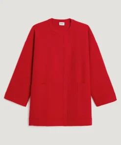 Manteau Dolorès 100% laine evasé rouge