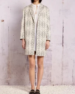 Manteau droit Qadrio python blanc