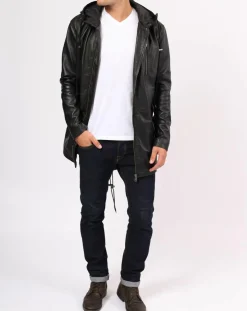 Manteau en Cuir Ibiza noir