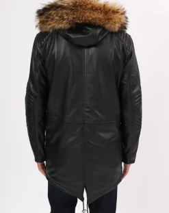 Manteau en Cuir Saint Tropez noir