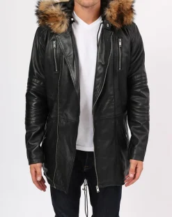 Manteau en Cuir Saint Tropez noir