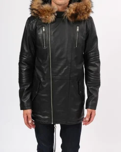 Manteau en Cuir Saint Tropez noir