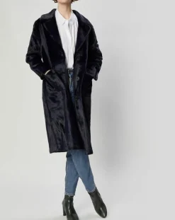 Manteau en Fausse Fourrure Eliza marine
