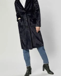 Manteau en Fausse Fourrure Eliza marine