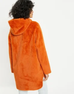 Manteau en Fausse Fourrure Avi rouille