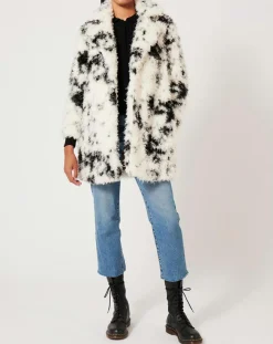 Manteau en fausse fourrure Hippy Nounours noir/blanc