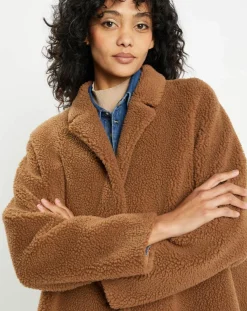 Manteau en Fausse Fourrure Romy toffee