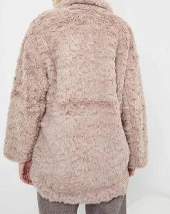 Manteau en fausse fourrure Menthe vieux rose