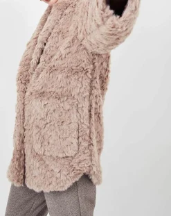 Manteau en fausse fourrure Menthe vieux rose