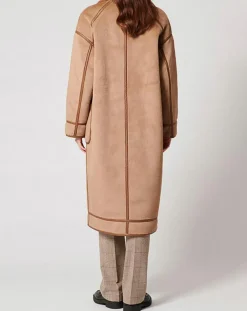 Manteau en Fausse Peau Monranda camel