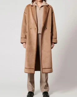 Manteau en Fausse Peau Monranda camel