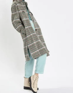 Manteau en Laine mélangée à carreaux multicolore